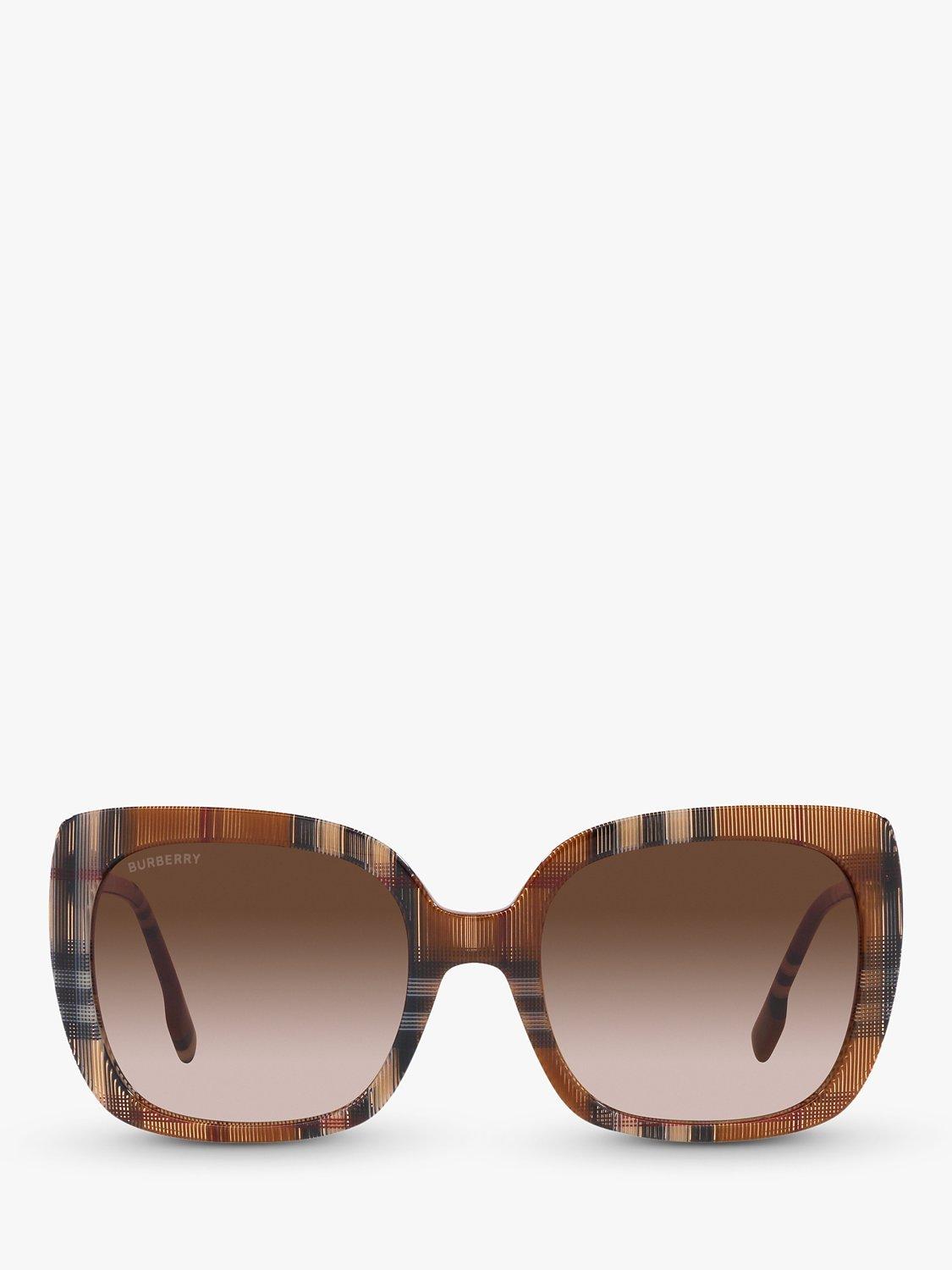 Product image 3 of 11, which shows Burberry BE4323 Women's Caroll Square Sunglasses, Check Brown/Brown Gradient