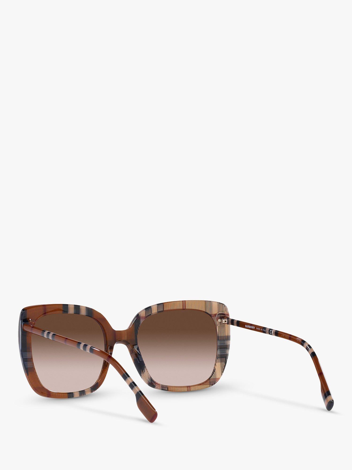 Product image 6 of 11, which shows Burberry BE4323 Women's Caroll Square Sunglasses, Check Brown/Brown Gradient