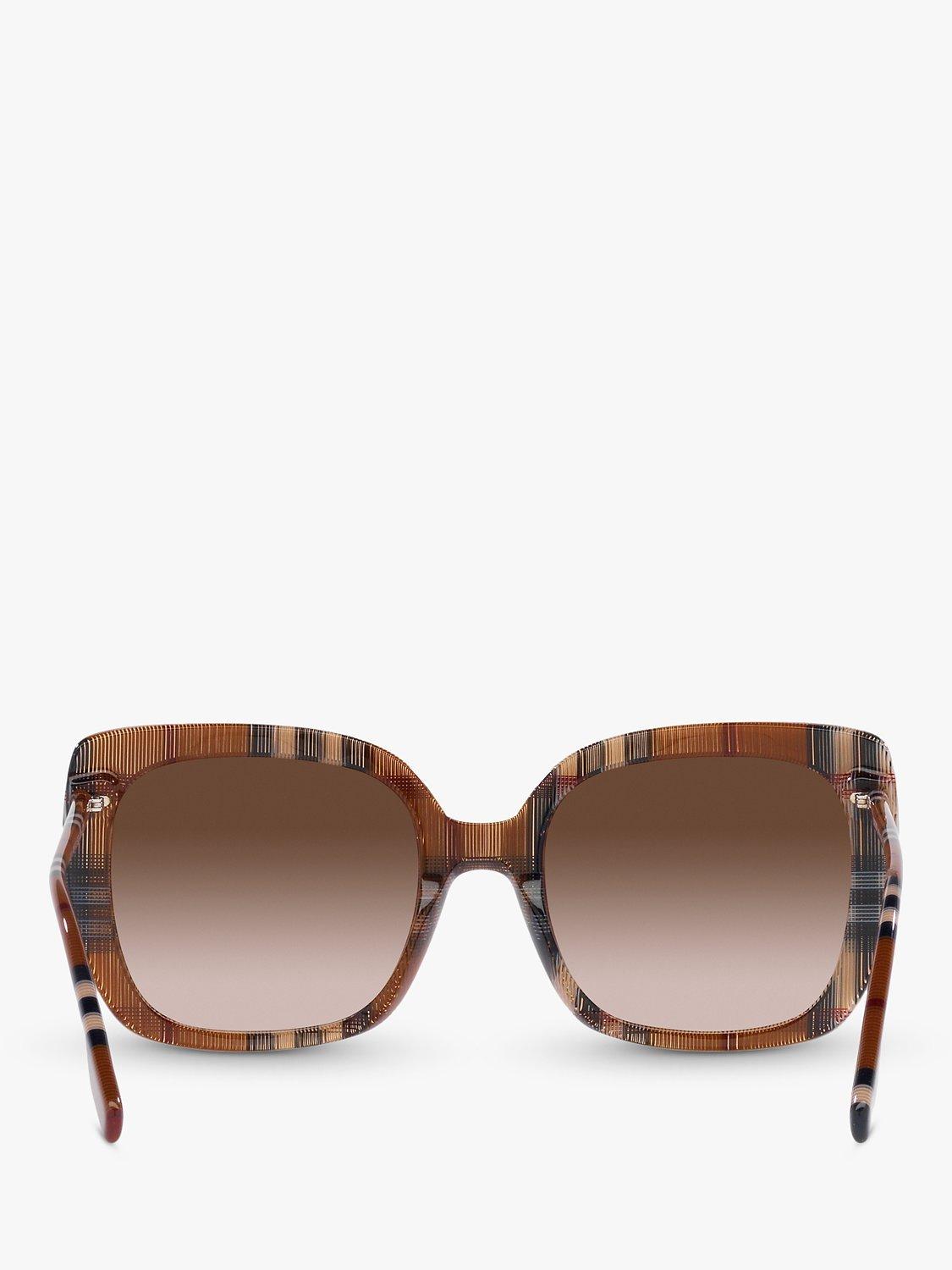 Product image 7 of 11, which shows Burberry BE4323 Women's Caroll Square Sunglasses, Check Brown/Brown Gradient