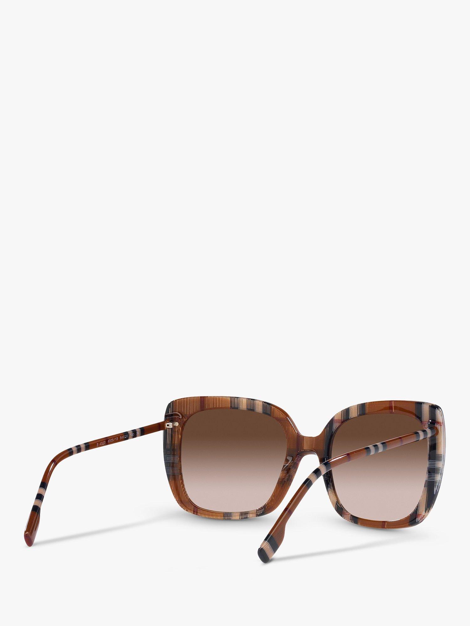 Product image 8 of 11, which shows Burberry BE4323 Women's Caroll Square Sunglasses, Check Brown/Brown Gradient
