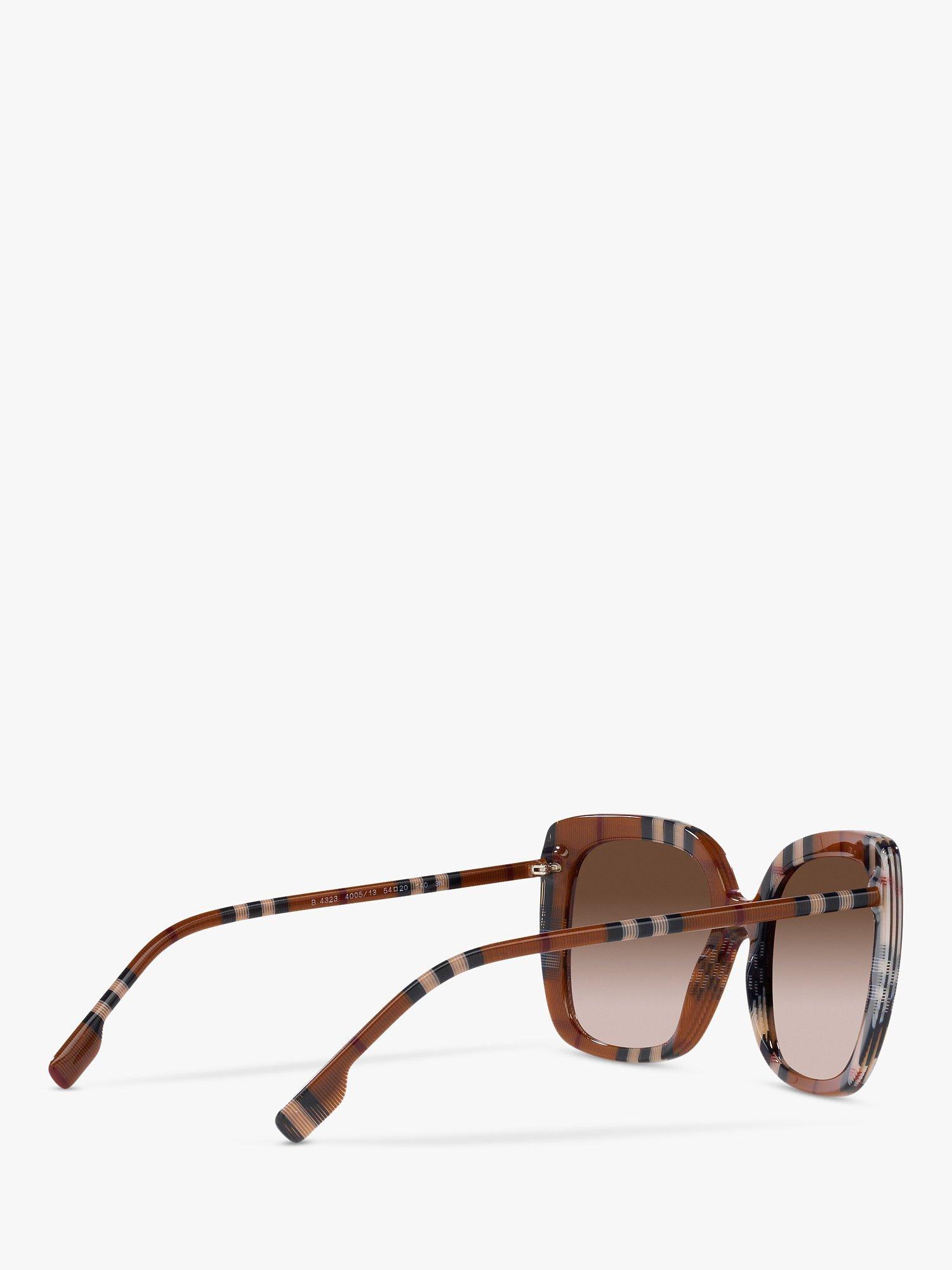 Product image 9 of 11, which shows Burberry BE4323 Women's Caroll Square Sunglasses, Check Brown/Brown Gradient