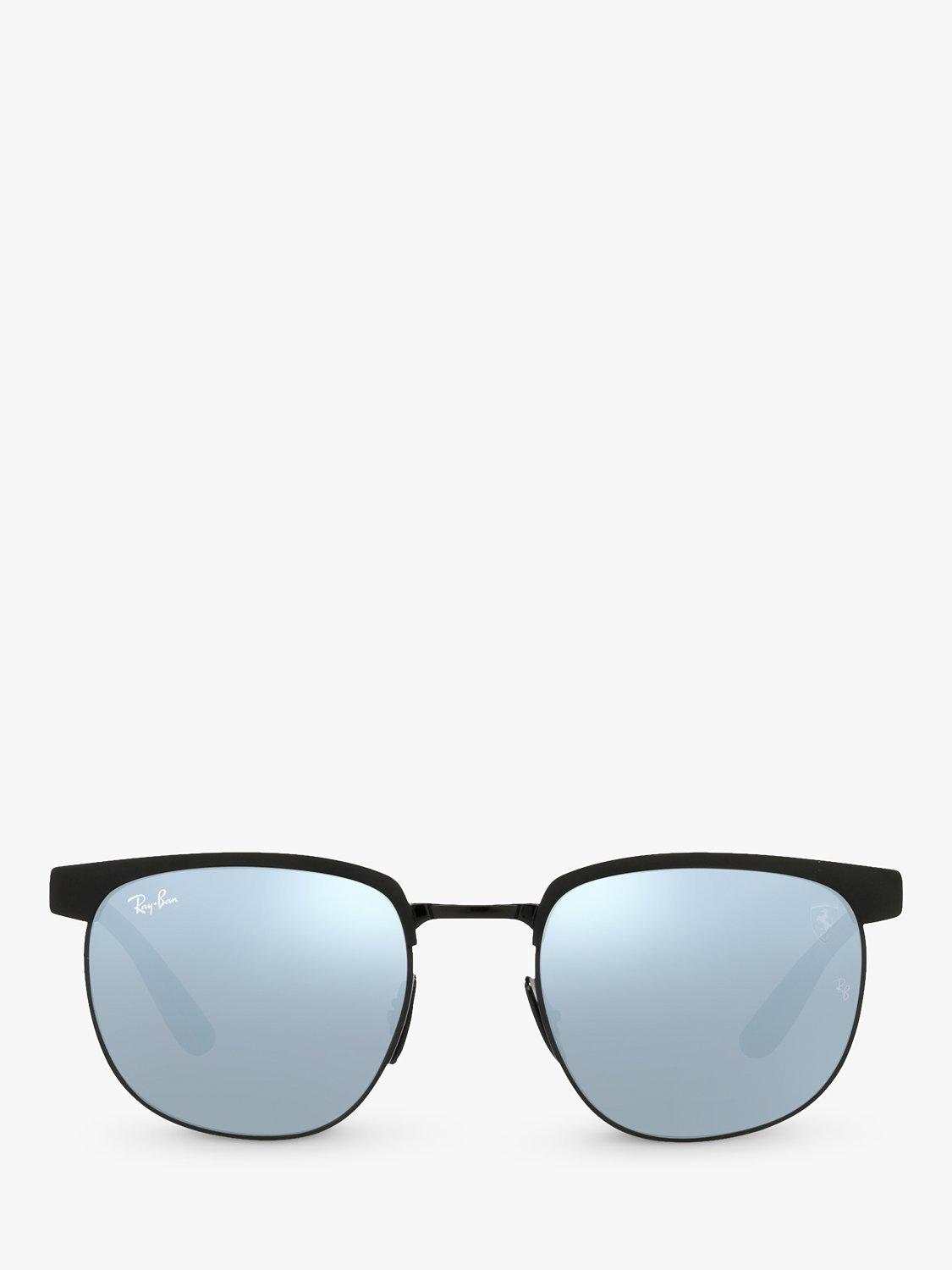 Product image 2 of 4, which shows Ray-Ban RB3698 Scuderia Ferrari Unisex Square Sunglasses, Matte Black On Black/Mirror Blue