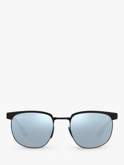 Ray-Ban RB3698 Scuderia Ferrari Unisex Square Sunglasses - view 2, Matte Black On Black/Mirror Blue