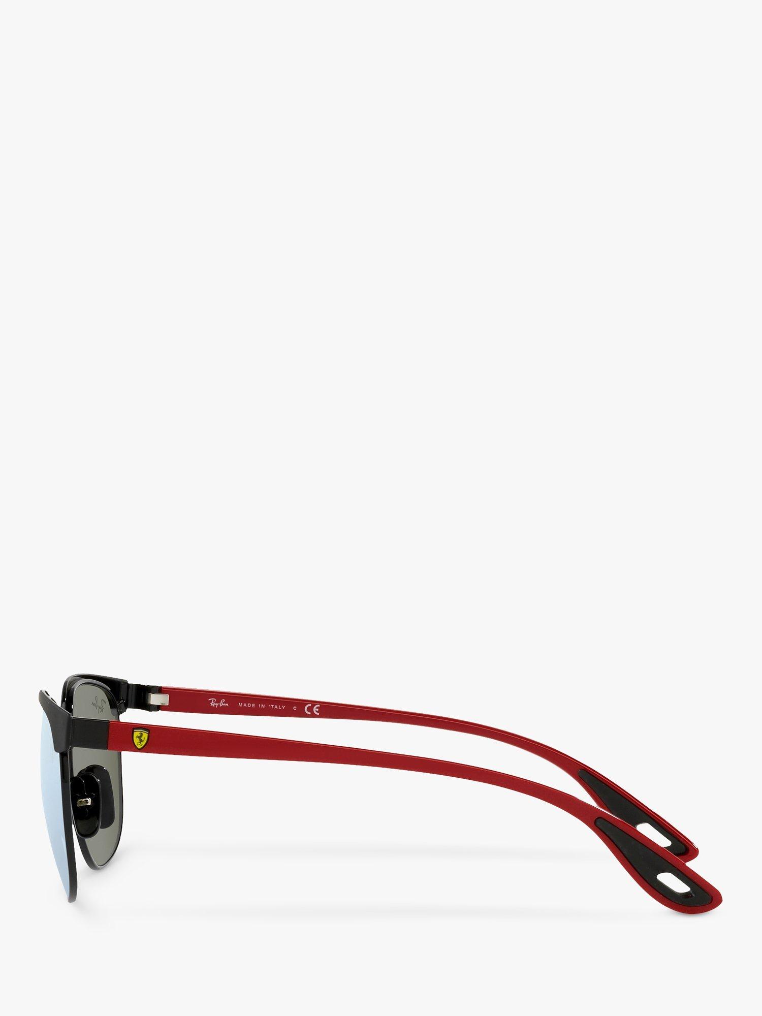 Product image 3 of 4, which shows Ray-Ban RB3698 Scuderia Ferrari Unisex Square Sunglasses, Matte Black On Black/Mirror Blue