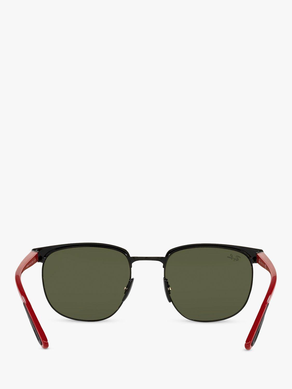 Product image 4 of 4, which shows Ray-Ban RB3698 Scuderia Ferrari Unisex Square Sunglasses, Matte Black On Black/Mirror Blue
