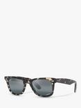 Ray-Ban RB2140 Unisex Polarised Wayfarer Sunglasses, Grey Havana/Blue