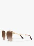 BVLGARI BV6179 Women's Butterfly Sunglasses, Gold/Brown Gradient