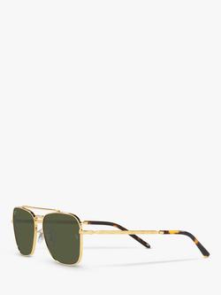 Ray-Ban RB3636 Unisex New Caravan Square Sunglasses, Legend Gold/Green - view 2, Legend Gold/Green