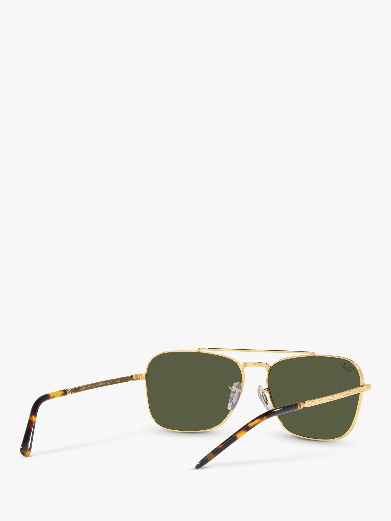 Product image 8 of 11, which shows Ray-Ban RB3636 Unisex New Caravan Square Sunglasses, Legend Gold/Green