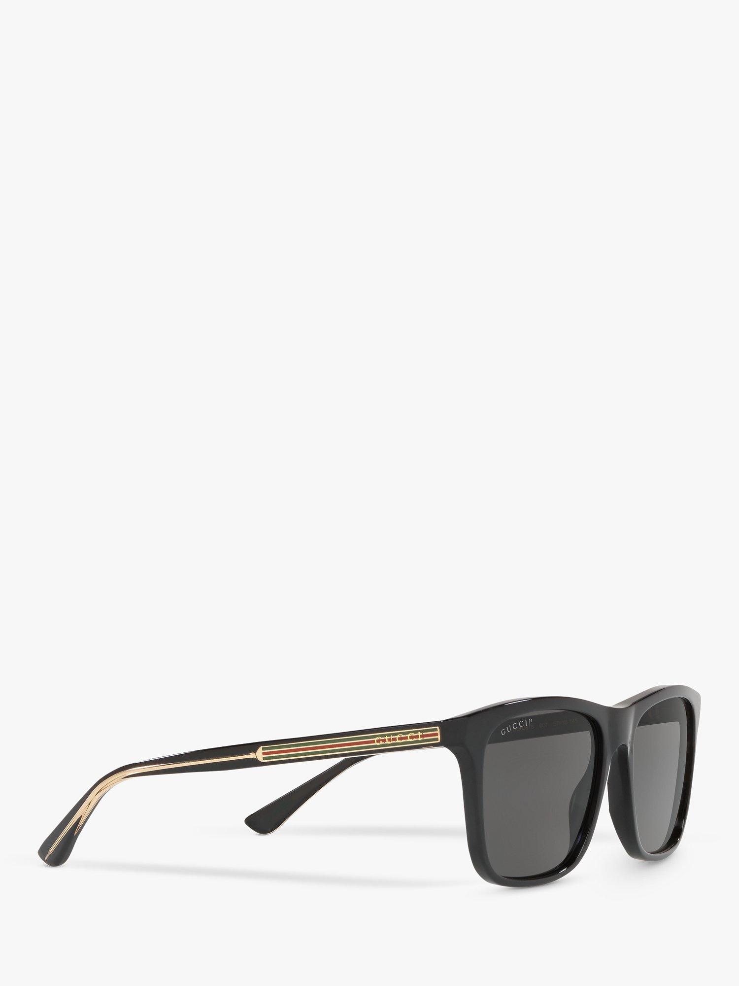 Gucci GG0381SN Men's Rectangular Sunglasses, Black/Grey