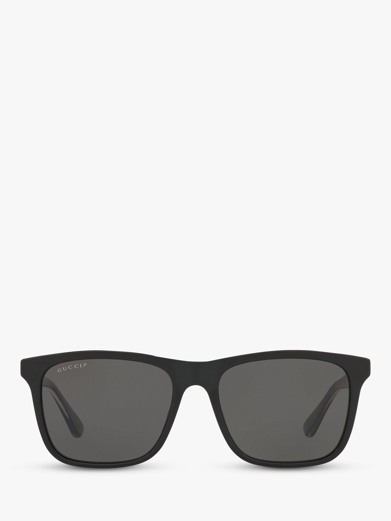 Gucci GG0381SN Men's Rectangular Sunglasses, Black/Grey