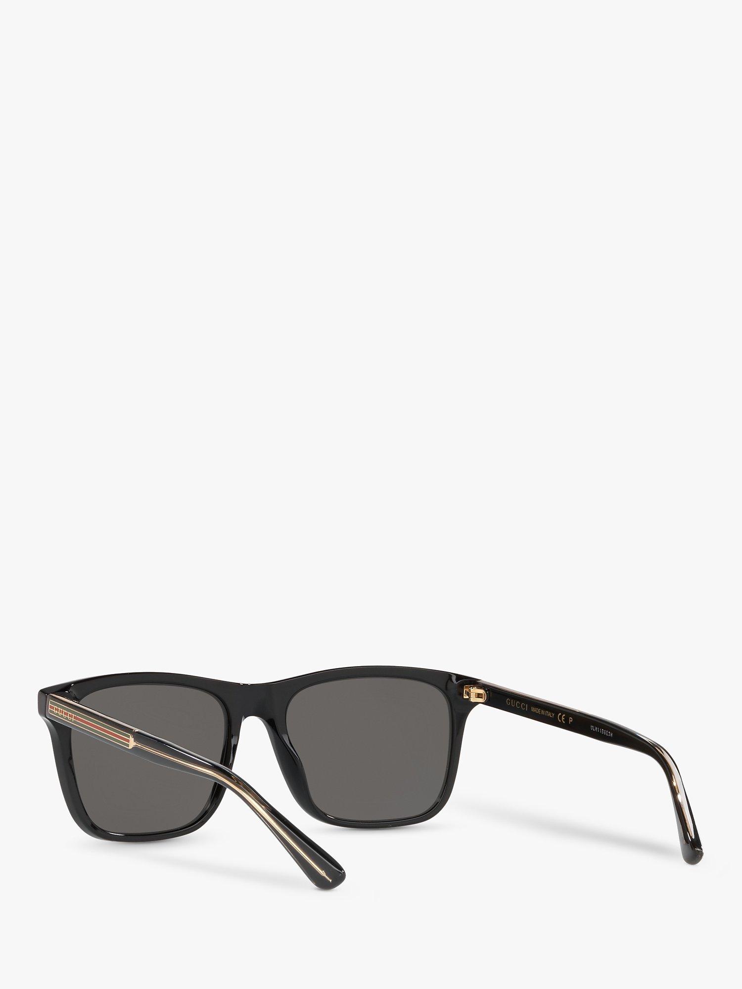 Gucci GG0381SN Men's Rectangular Sunglasses, Black/Grey