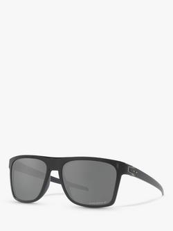 Oakley OO9100 Men's Leffingwell Prizm Polarised Rectangular Sunglasses, Matte Black Ink/Grey, Matte Black Ink/Grey