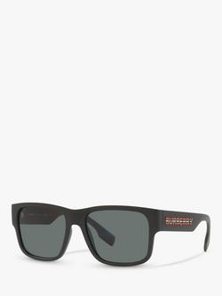 Burberry BE4358 Men's Knight Polarised Square Sunglasses, Matte Black/Grey, Matte Black/Grey