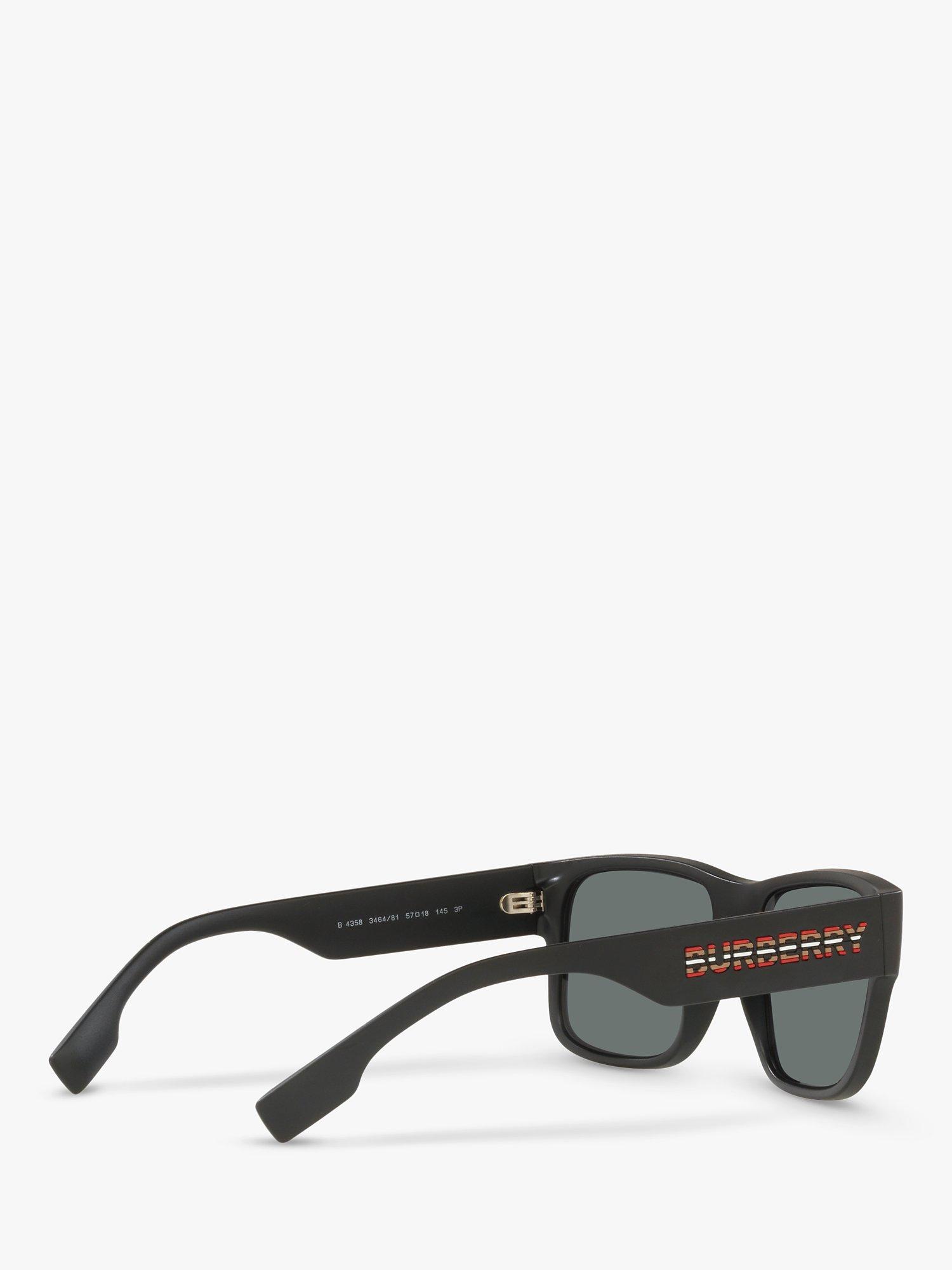 Burberry BE4358 Men's Knight Polarised Square Sunglasses, Matte Black/Grey