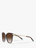 Tiffany & Co TF4193B Women's Oval Sunglasses, Havana/Brown Gradient