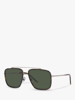 Dolce & Gabbana DG2220 Men's Polarised Square Sunglasses, Bronze/Green, Bronze/Green