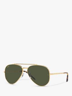 Ray-Ban RB3625 Unisex Aviator Sunglasses, Legend Gold/Green, Legend Gold/Green