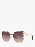 BVLGARI BV6179 Women's Butterfly Sunglasses, Gold/Purple Gradient