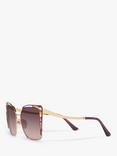 BVLGARI BV6179 Women's Butterfly Sunglasses, Gold/Purple Gradient