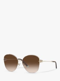 Tiffany & Co TF3082 Women's Pillow Shape Sunglasses, Pale Gold/Brown Gradient, Pale Gold/Brown Gradient