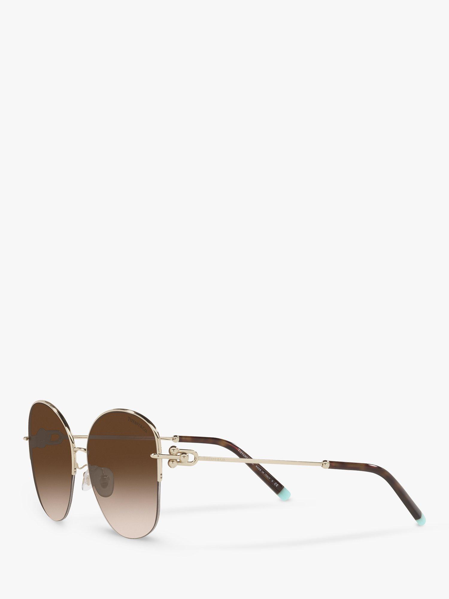 Product image 2 of 11, which shows Tiffany & Co TF3082 Women's Pillow Shape Sunglasses, Pale Gold/Brown Gradient