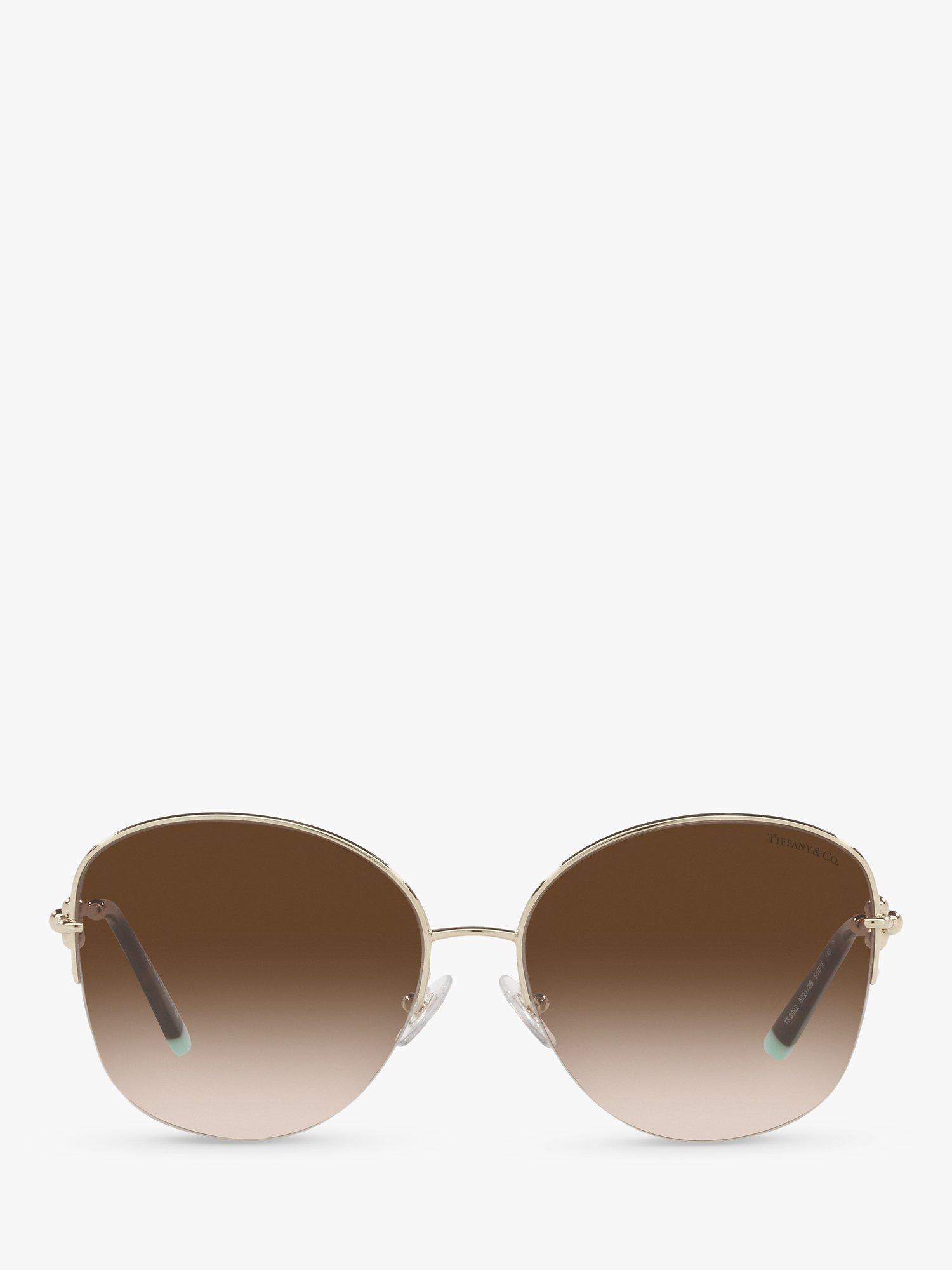 Product image 3 of 11, which shows Tiffany & Co TF3082 Women's Pillow Shape Sunglasses, Pale Gold/Brown Gradient