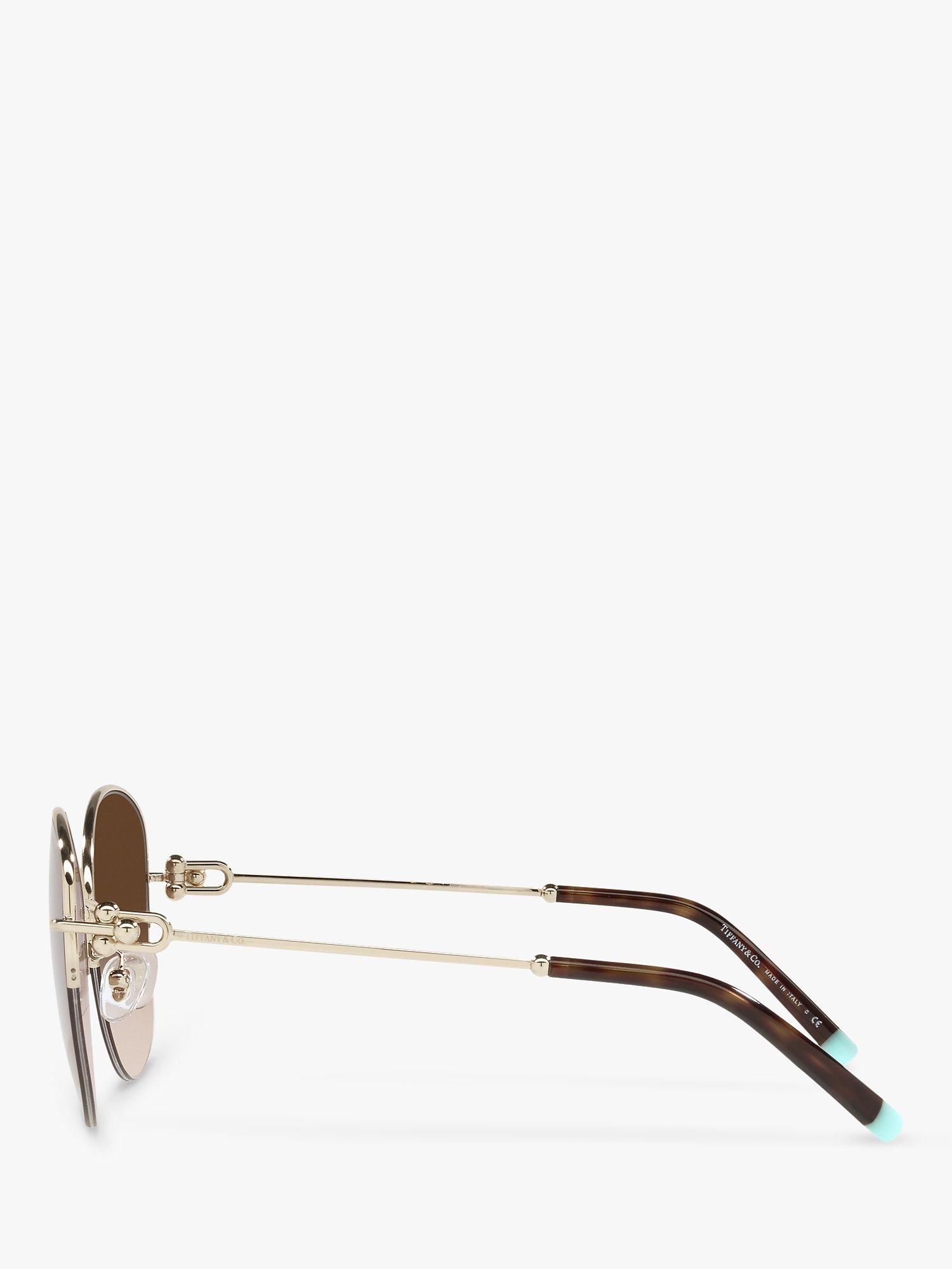 Product image 4 of 11, which shows Tiffany & Co TF3082 Women's Pillow Shape Sunglasses, Pale Gold/Brown Gradient