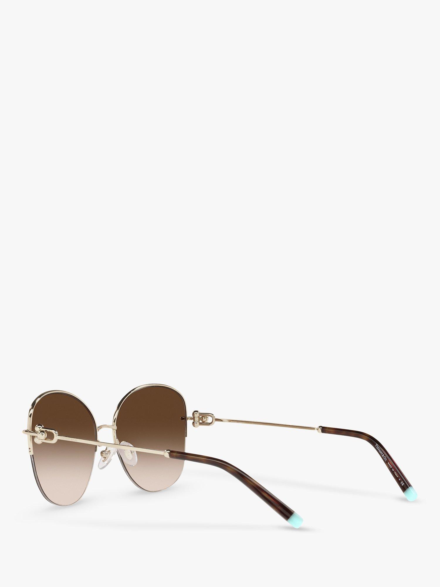 Product image 5 of 11, which shows Tiffany & Co TF3082 Women's Pillow Shape Sunglasses, Pale Gold/Brown Gradient