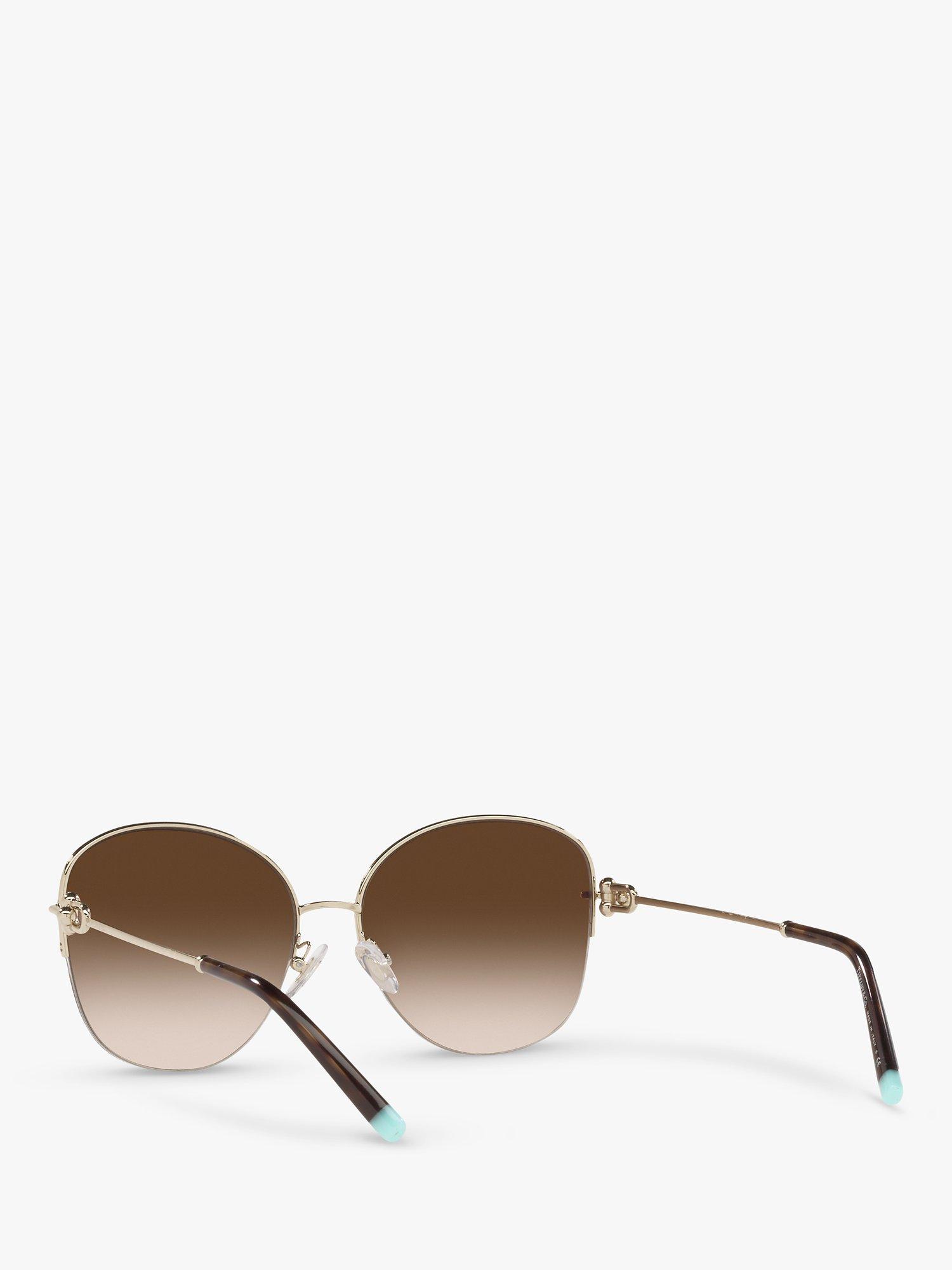 Product image 6 of 11, which shows Tiffany & Co TF3082 Women's Pillow Shape Sunglasses, Pale Gold/Brown Gradient