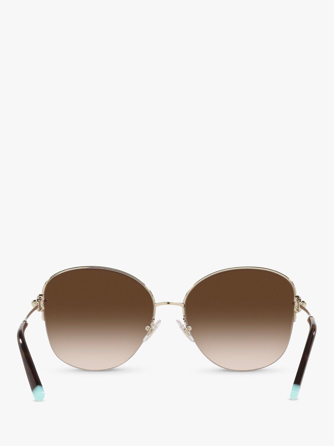 Product image 7 of 11, which shows Tiffany & Co TF3082 Women's Pillow Shape Sunglasses, Pale Gold/Brown Gradient