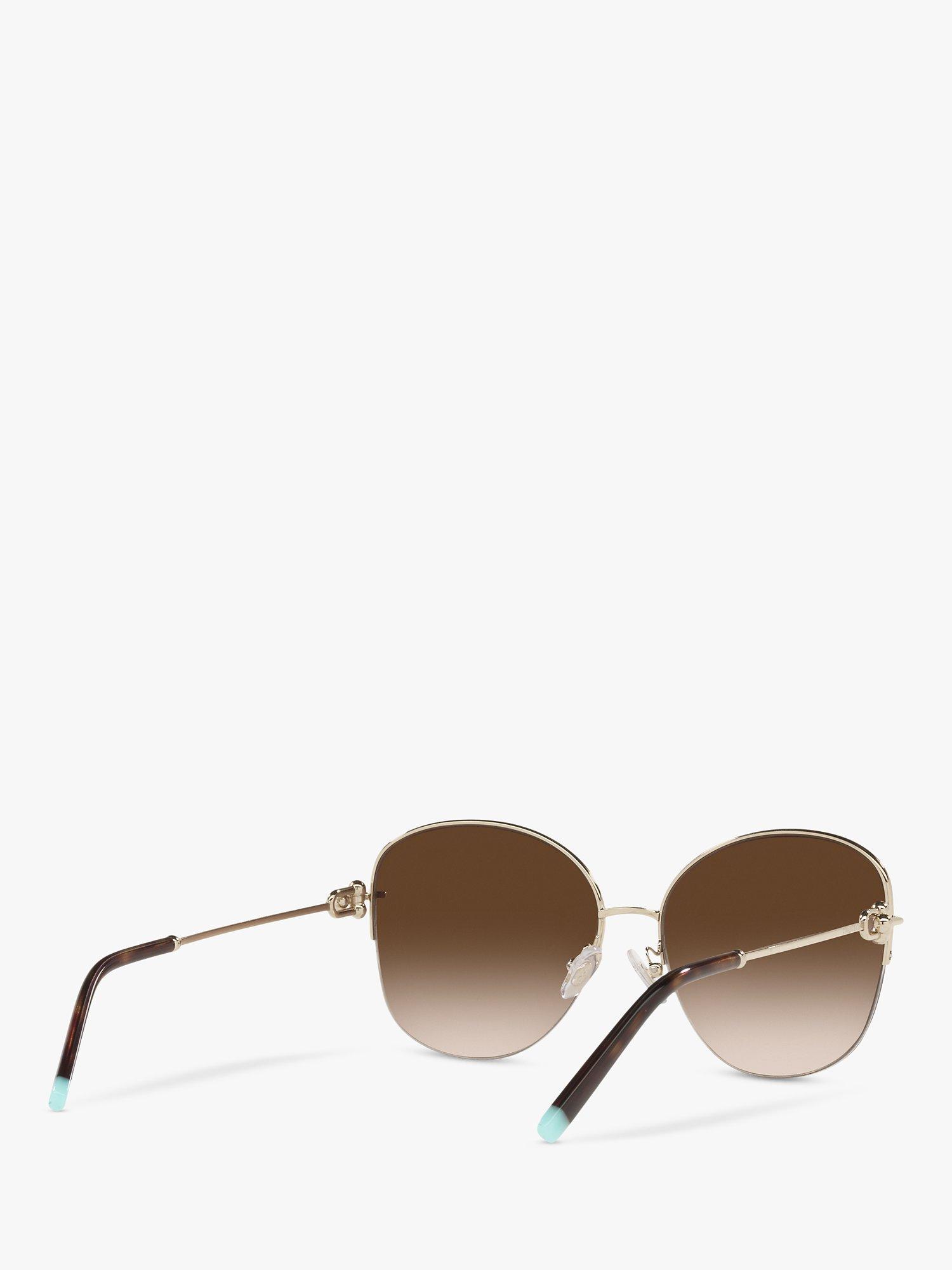 Product image 8 of 11, which shows Tiffany & Co TF3082 Women's Pillow Shape Sunglasses, Pale Gold/Brown Gradient