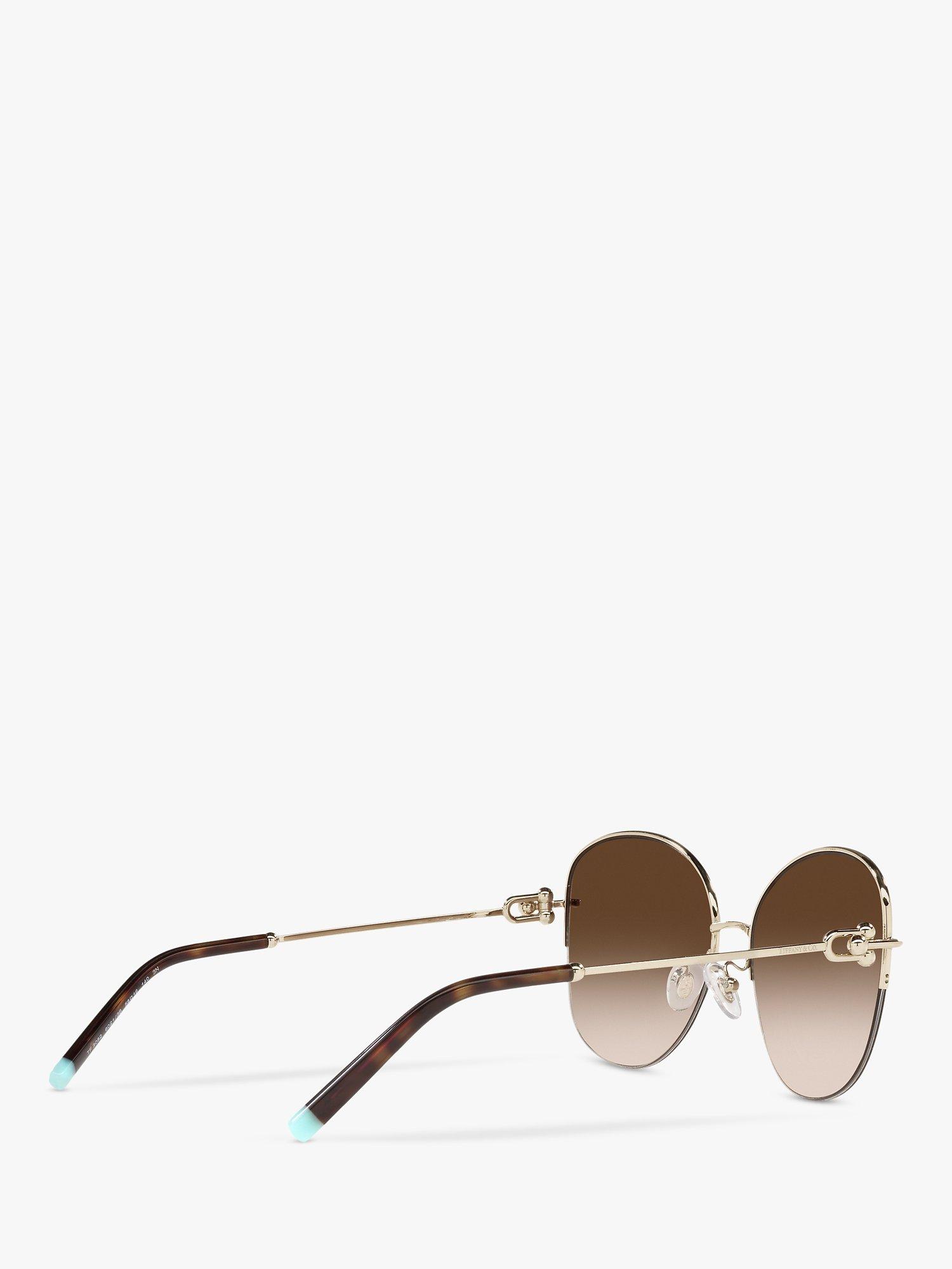 Product image 9 of 11, which shows Tiffany & Co TF3082 Women's Pillow Shape Sunglasses, Pale Gold/Brown Gradient