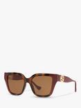 Gucci GG1023S Women's D-Frame Sunglasses, Brown Red/Brown