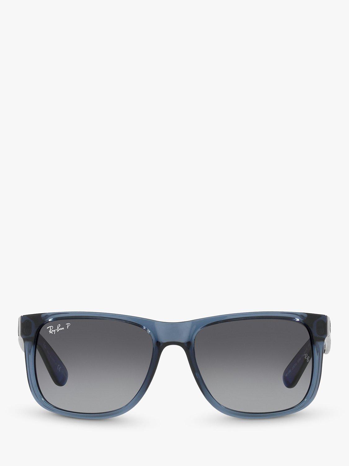 Ray Ban RB4165 Men s Polarised Justin Square Sunglasses Transparent Blue Grey Gradient