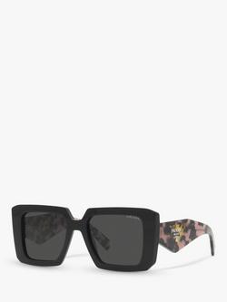 Prada PR 23YS Women's Chunky Square Sunglasses, Black/Grey