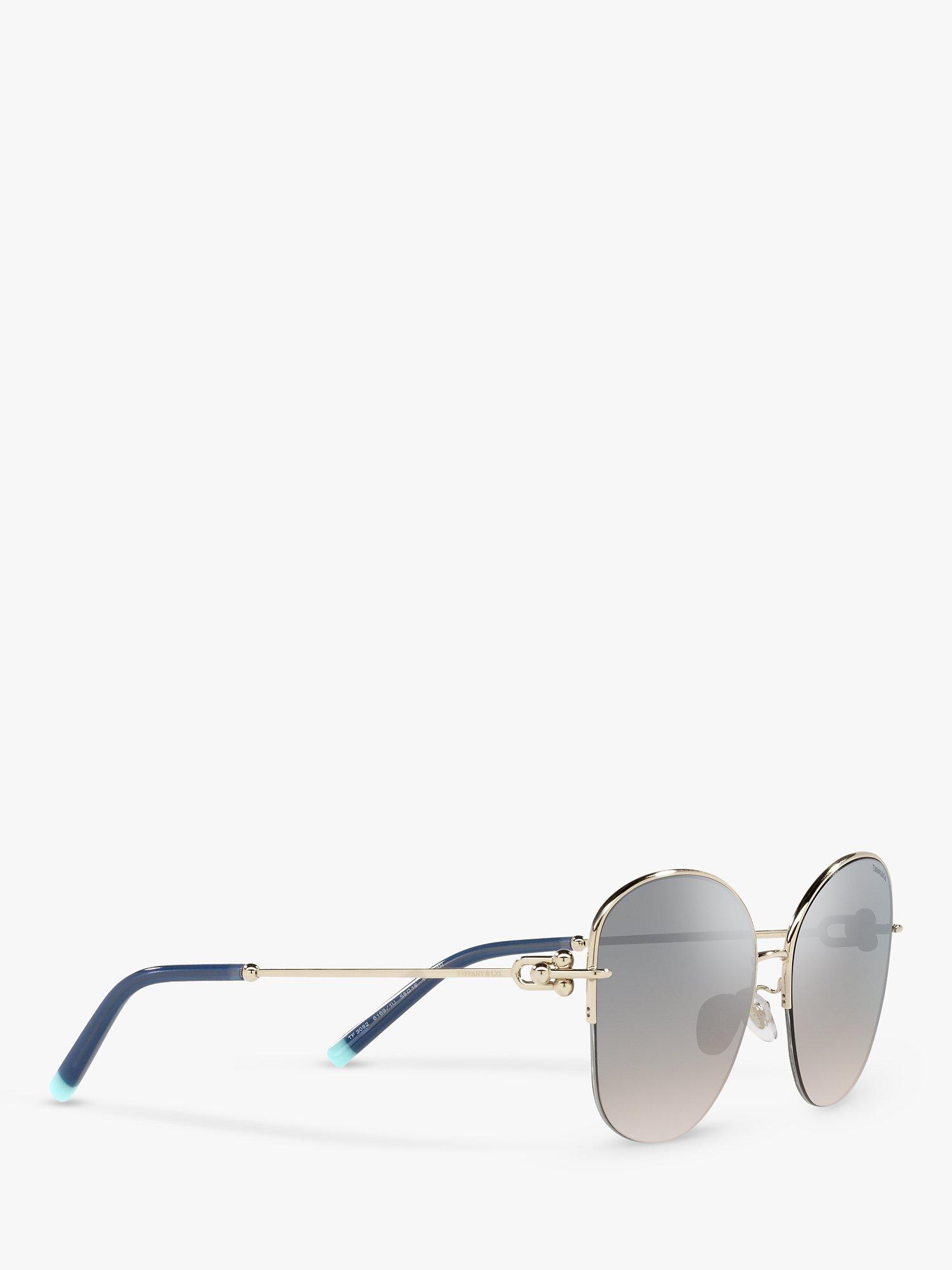 Product image 11 of 11, which shows Tiffany & Co TF3082 Women's Pillow Shape Sunglasses, Pale Gold/Blue Mirror