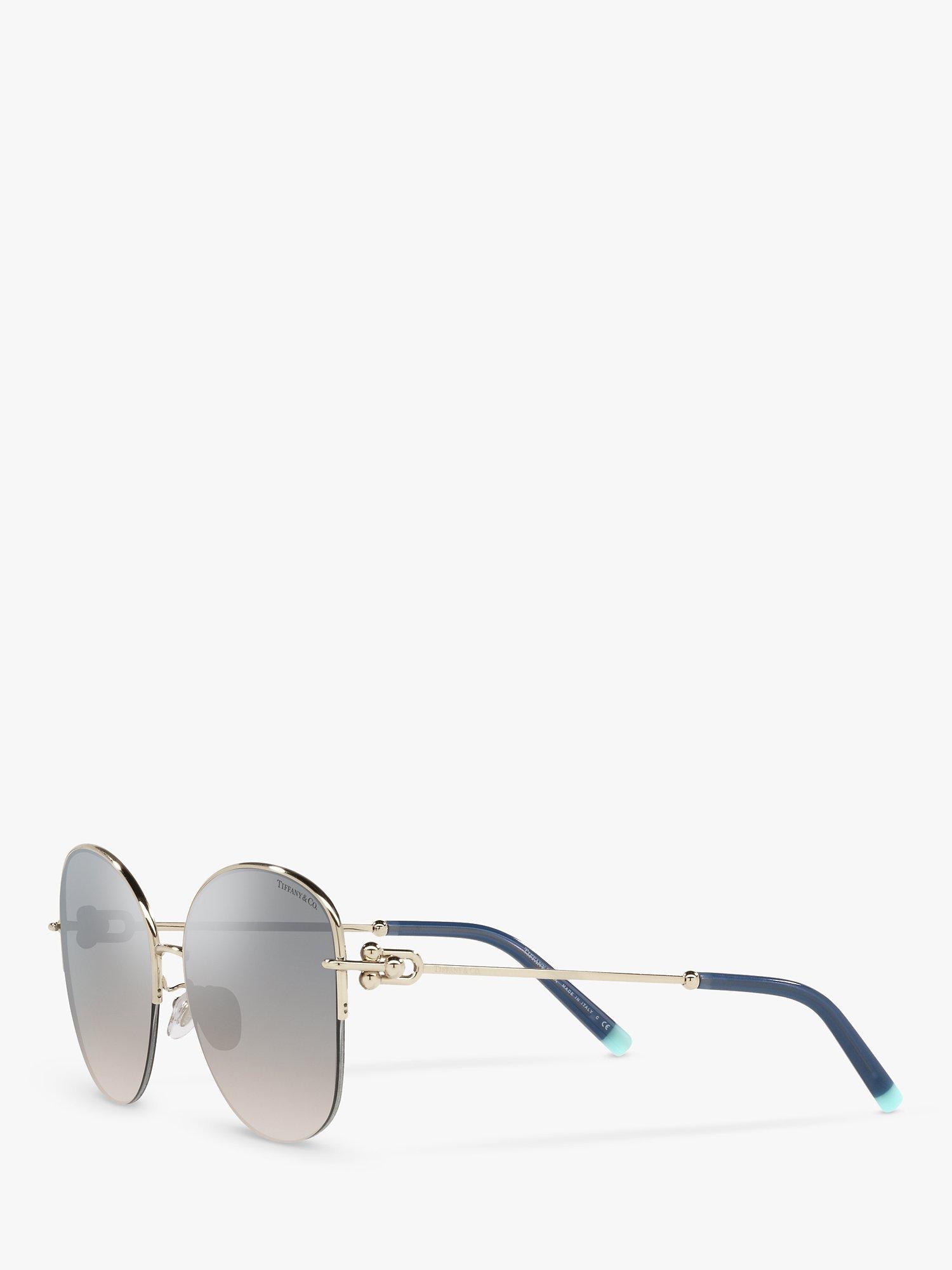 Product image 2 of 11, which shows Tiffany & Co TF3082 Women's Pillow Shape Sunglasses, Pale Gold/Blue Mirror