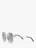 Tiffany & Co TF3082 Women's Pillow Shape Sunglasses, Pale Gold/Blue Mirror