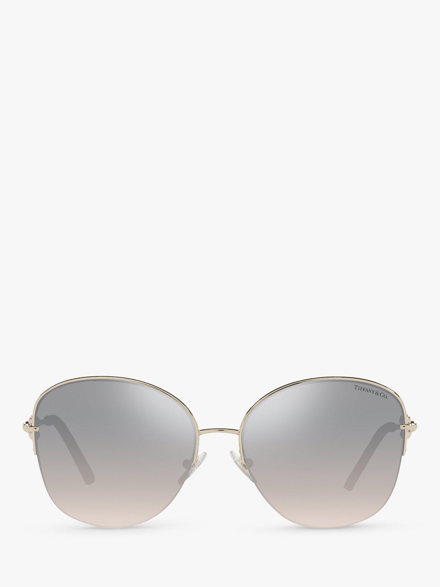 Product image 3 of 11, which shows Tiffany & Co TF3082 Women's Pillow Shape Sunglasses, Pale Gold/Blue Mirror
