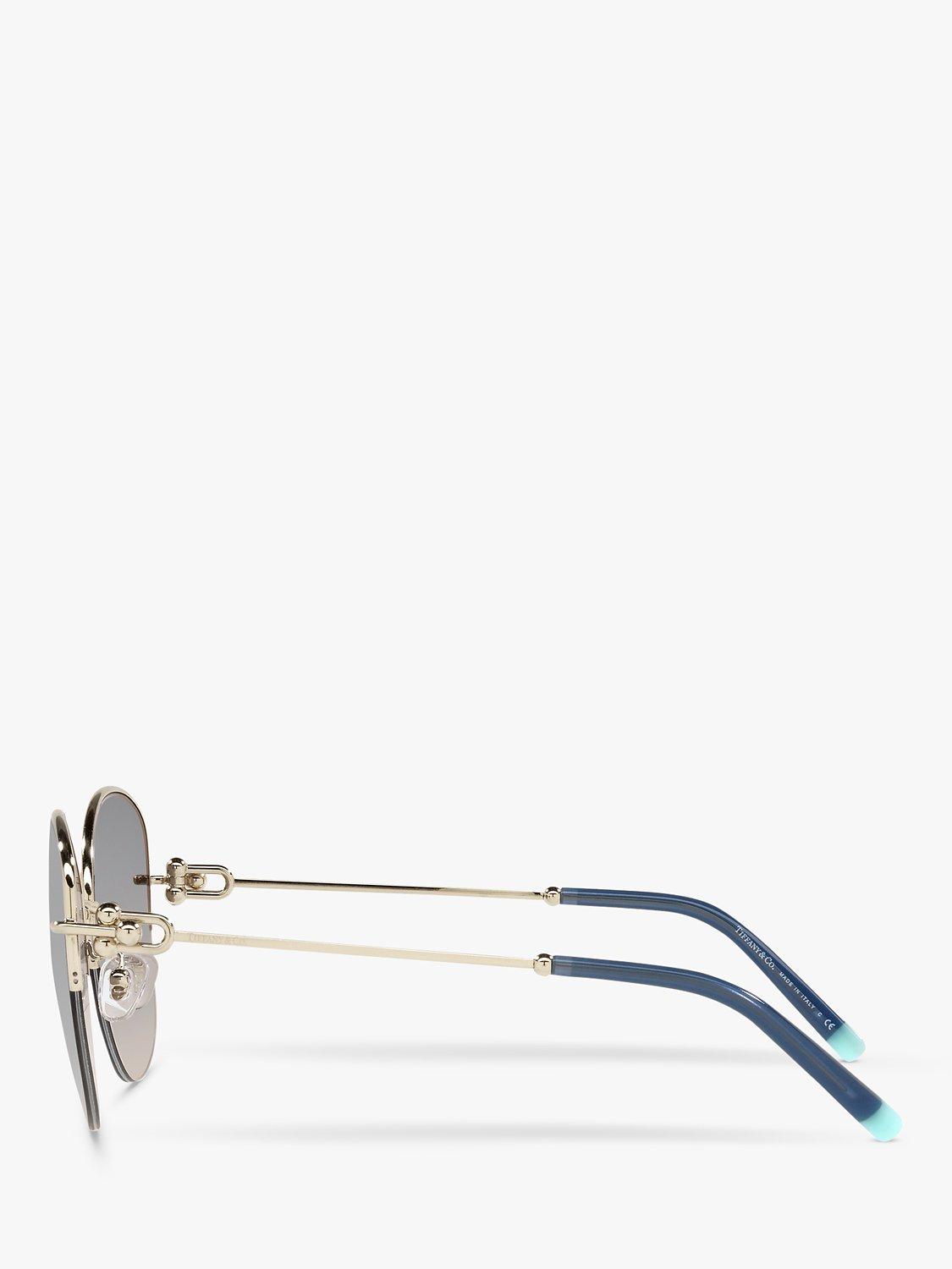 Product image 4 of 11, which shows Tiffany & Co TF3082 Women's Pillow Shape Sunglasses, Pale Gold/Blue Mirror