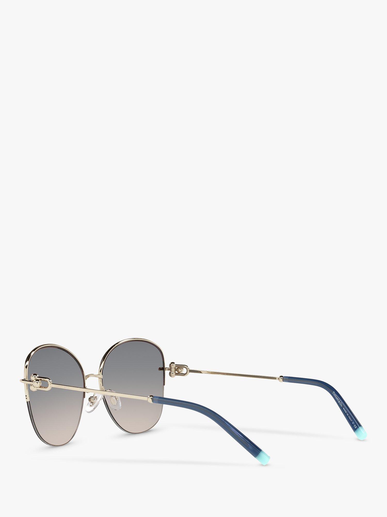 Product image 5 of 11, which shows Tiffany & Co TF3082 Women's Pillow Shape Sunglasses, Pale Gold/Blue Mirror