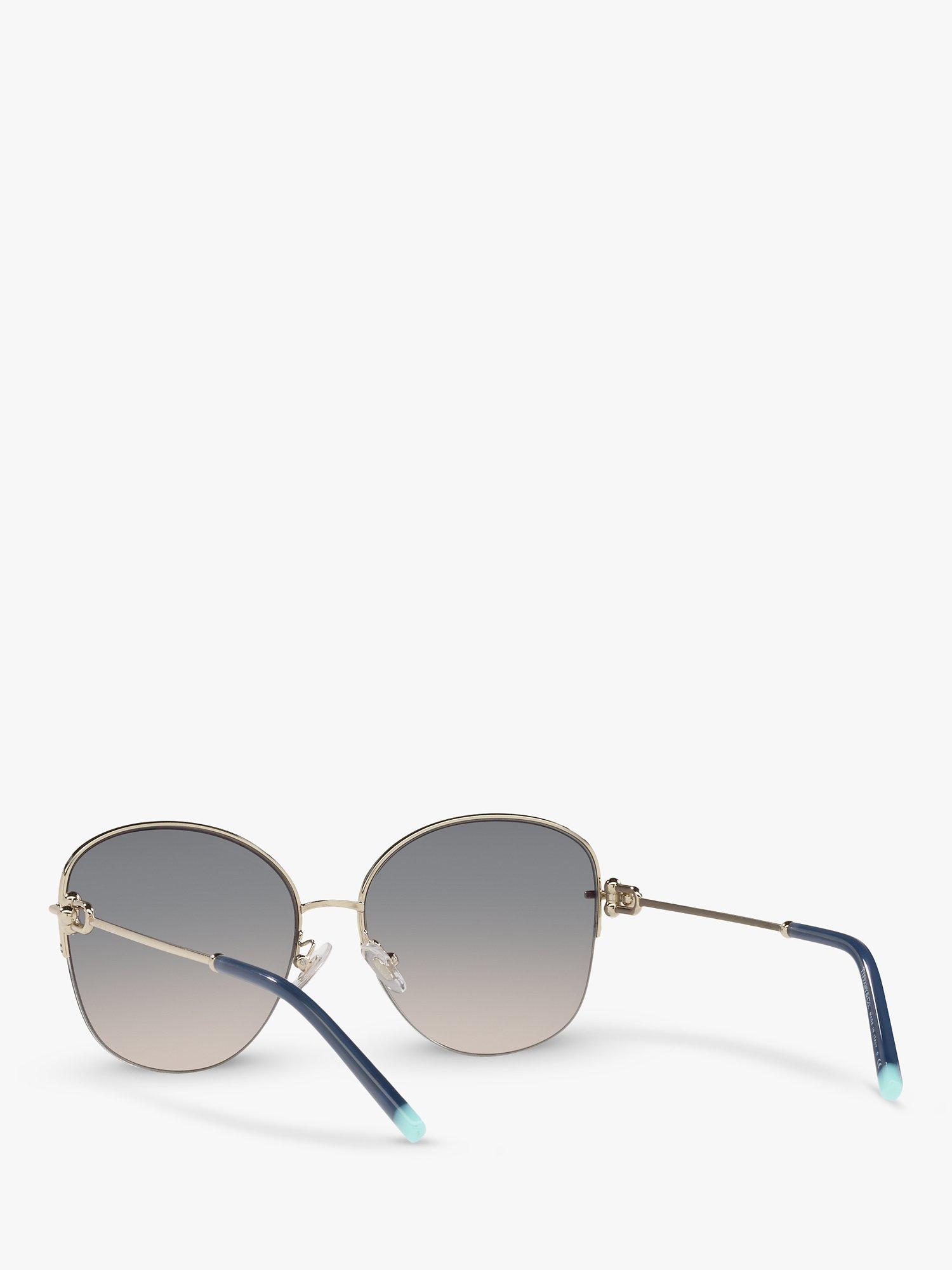 Product image 6 of 11, which shows Tiffany & Co TF3082 Women's Pillow Shape Sunglasses, Pale Gold/Blue Mirror