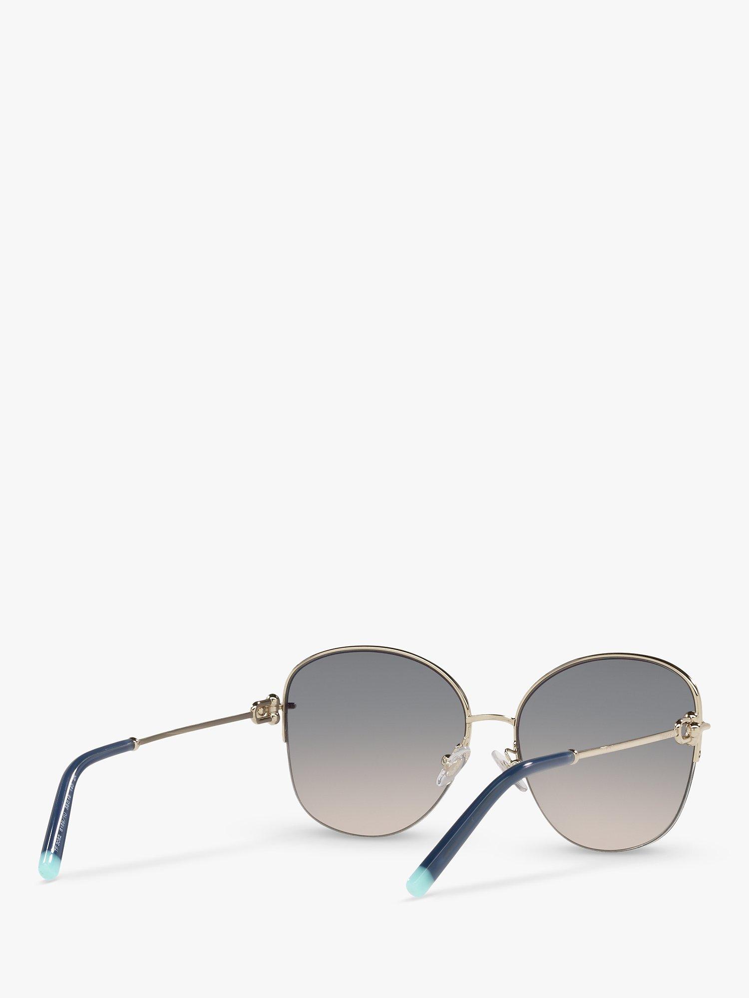 Product image 8 of 11, which shows Tiffany & Co TF3082 Women's Pillow Shape Sunglasses, Pale Gold/Blue Mirror