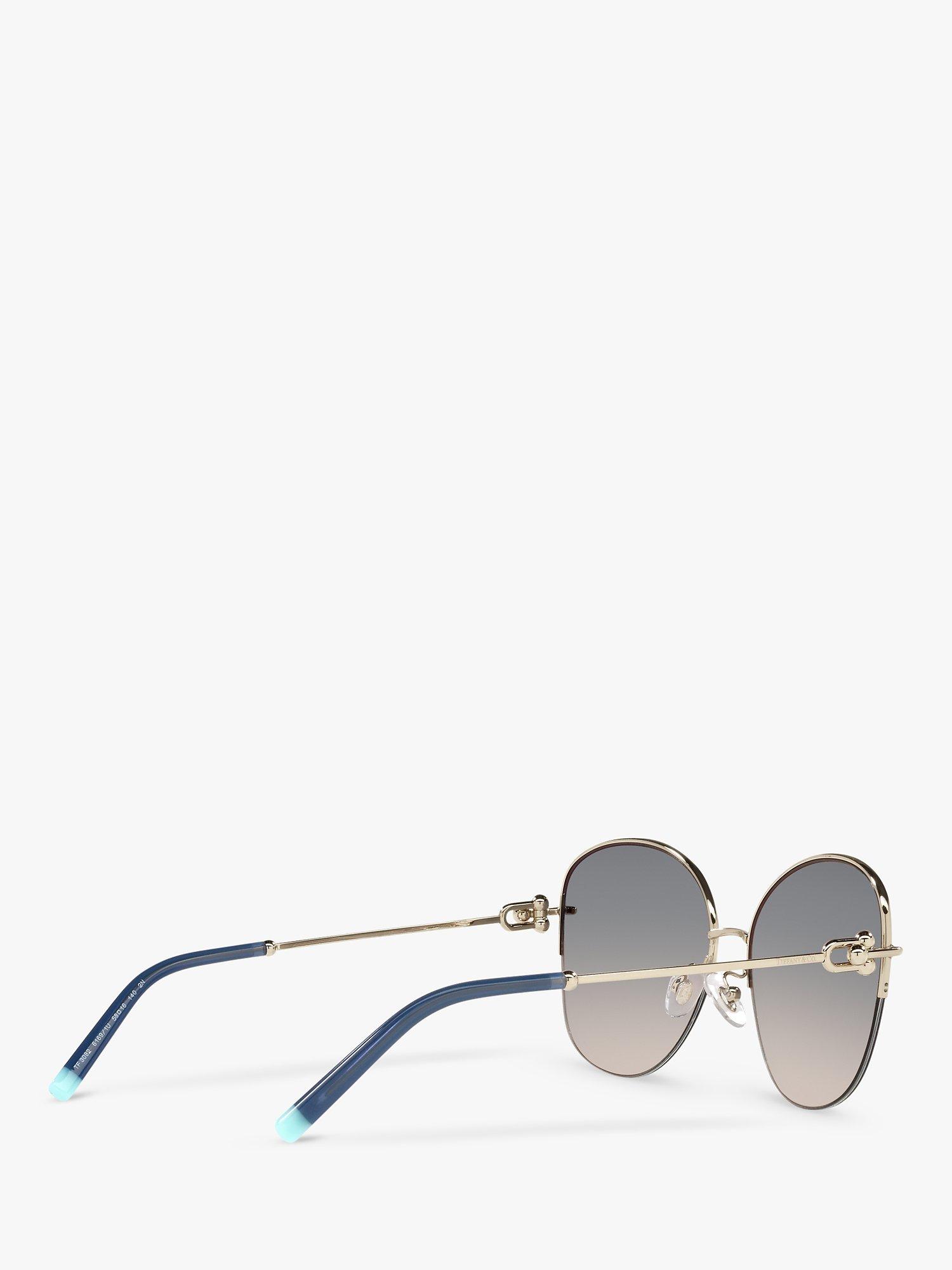 Product image 9 of 11, which shows Tiffany & Co TF3082 Women's Pillow Shape Sunglasses, Pale Gold/Blue Mirror