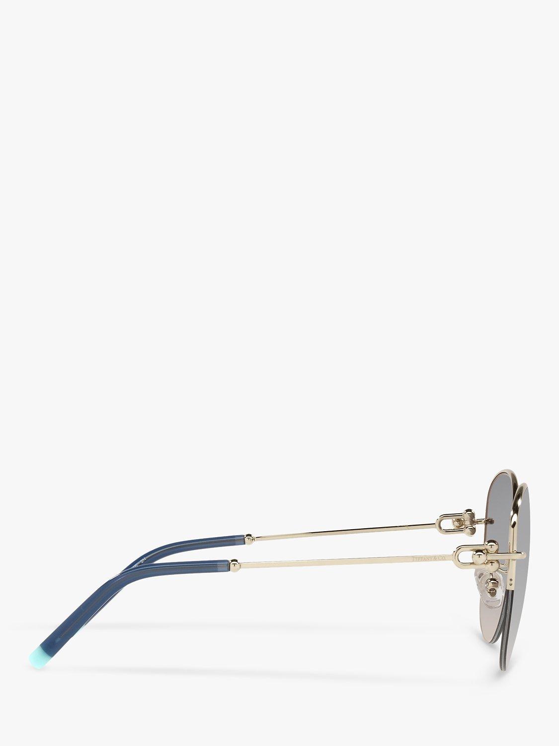 Product image 10 of 11, which shows Tiffany & Co TF3082 Women's Pillow Shape Sunglasses, Pale Gold/Blue Mirror