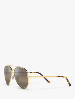 Ray-Ban RB3625 Unisex Polarised Aviator Sunglasses - view 2, Legend Gold/Brown