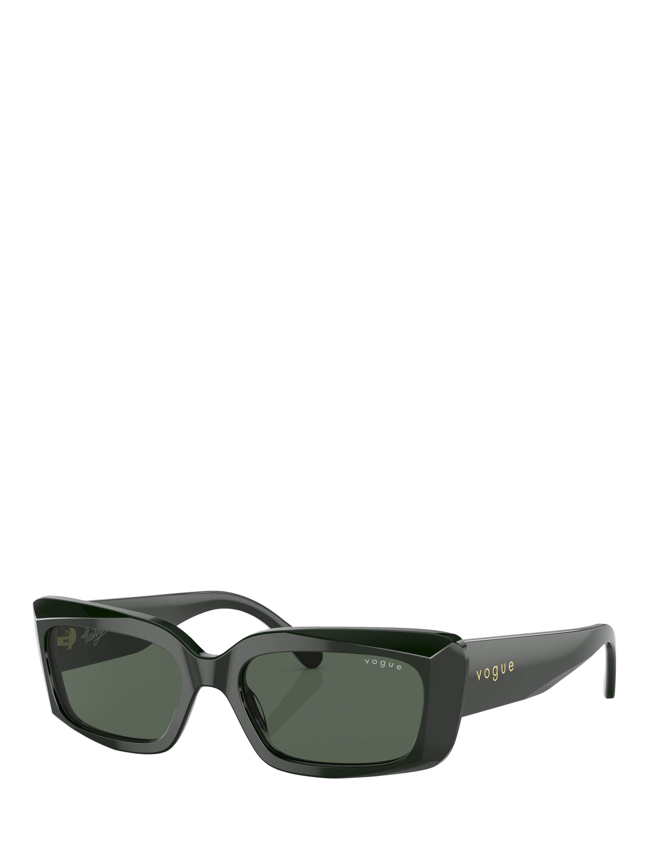 Vogue VO5440S Women's Rectangular Sunglasses, Dark Green/Green