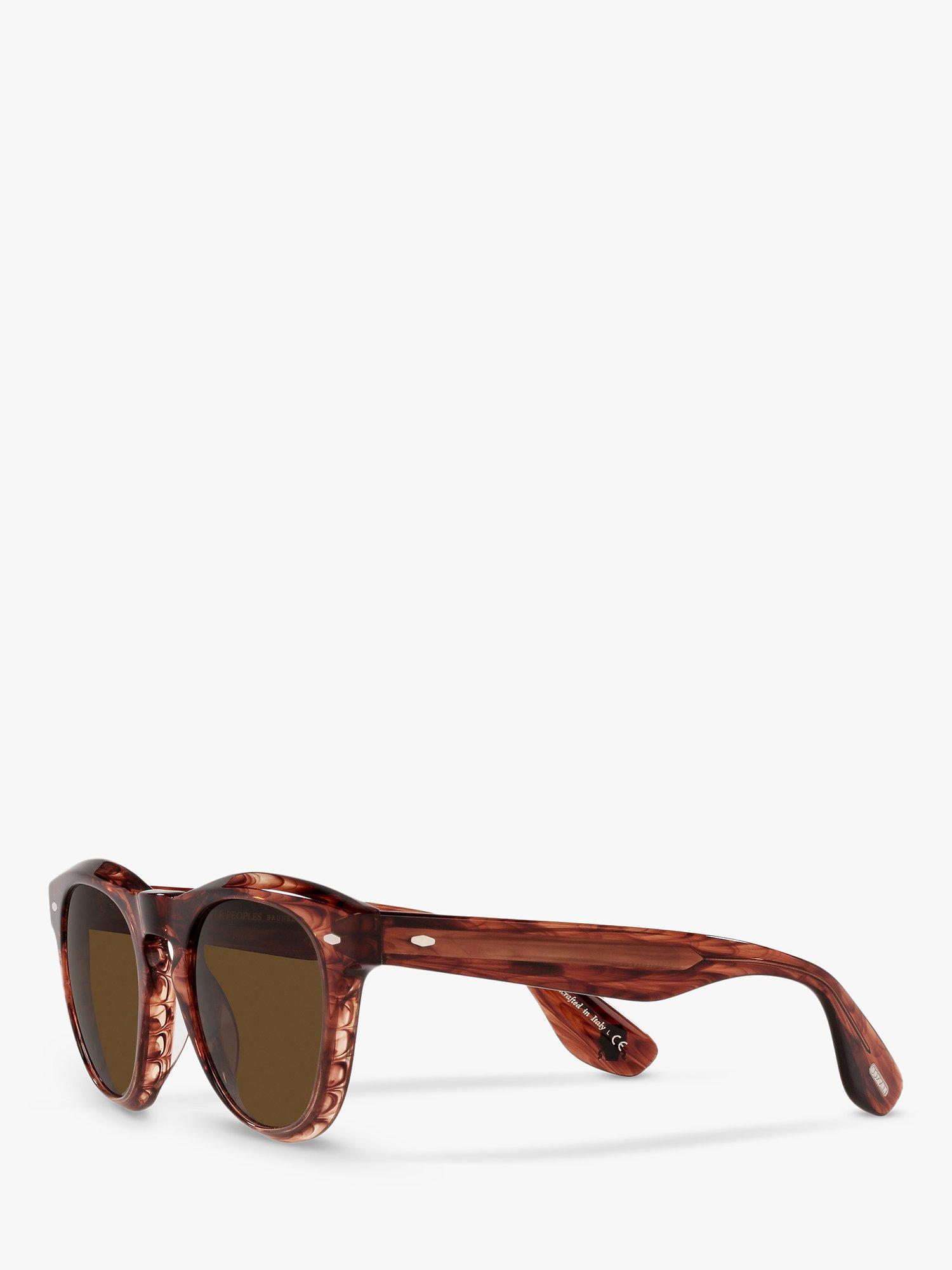 Product image 2 of 11, which shows Oliver Peoples OV5473SU Unisex Nino Polarised Oval Sunglasses, Dark Amber Smoke/Brown