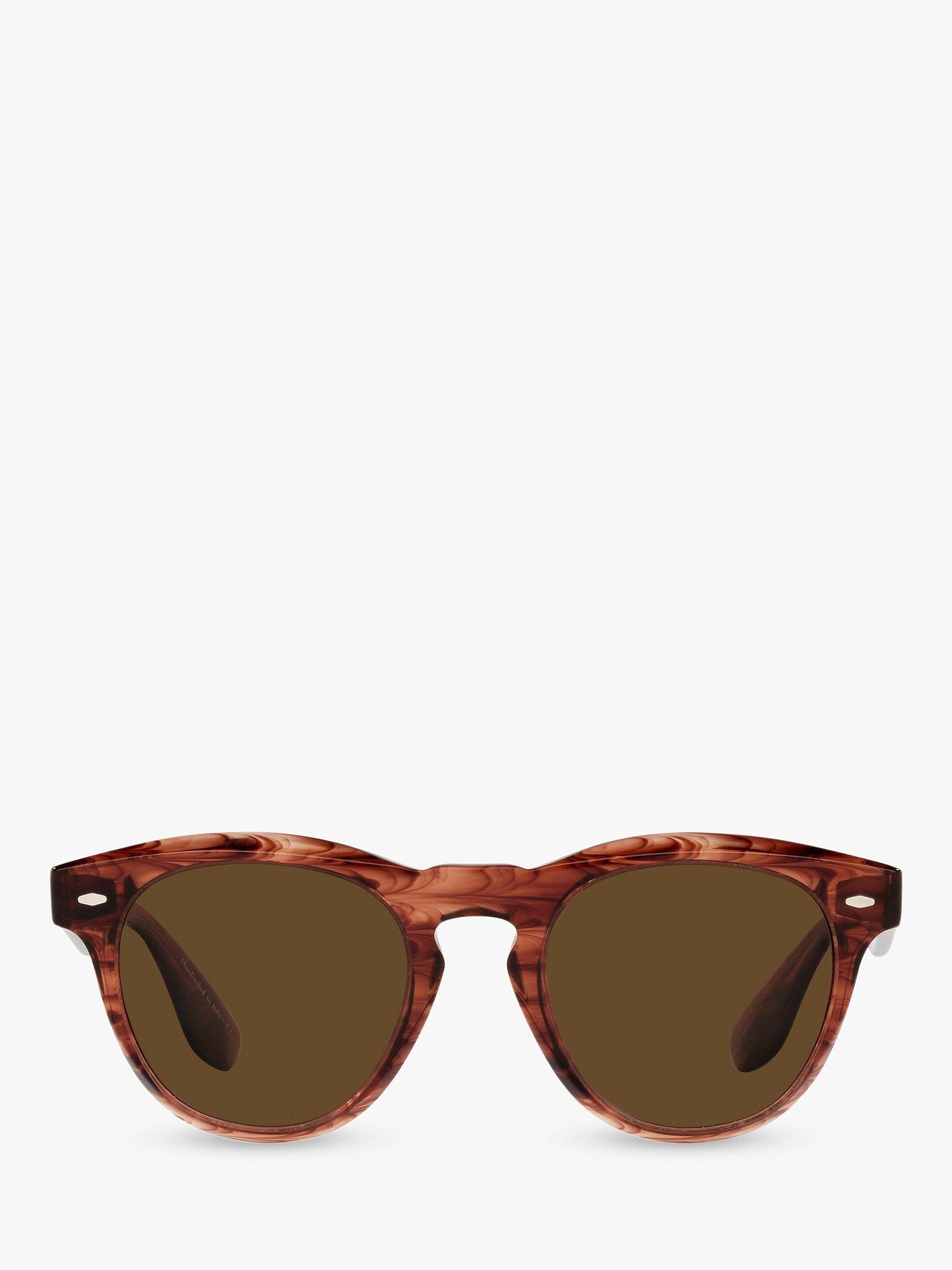 Product image 3 of 11, which shows Oliver Peoples OV5473SU Unisex Nino Polarised Oval Sunglasses, Dark Amber Smoke/Brown